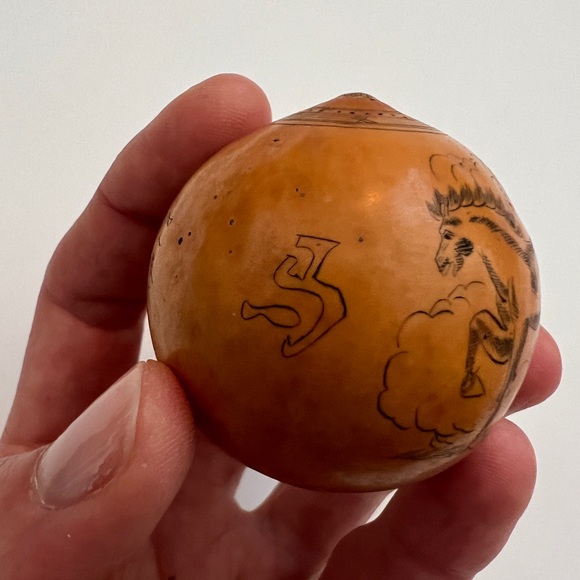 Antique lanzou carved etched gourd Chinese Zodiac year of horse folk art - Picture 6 of 12